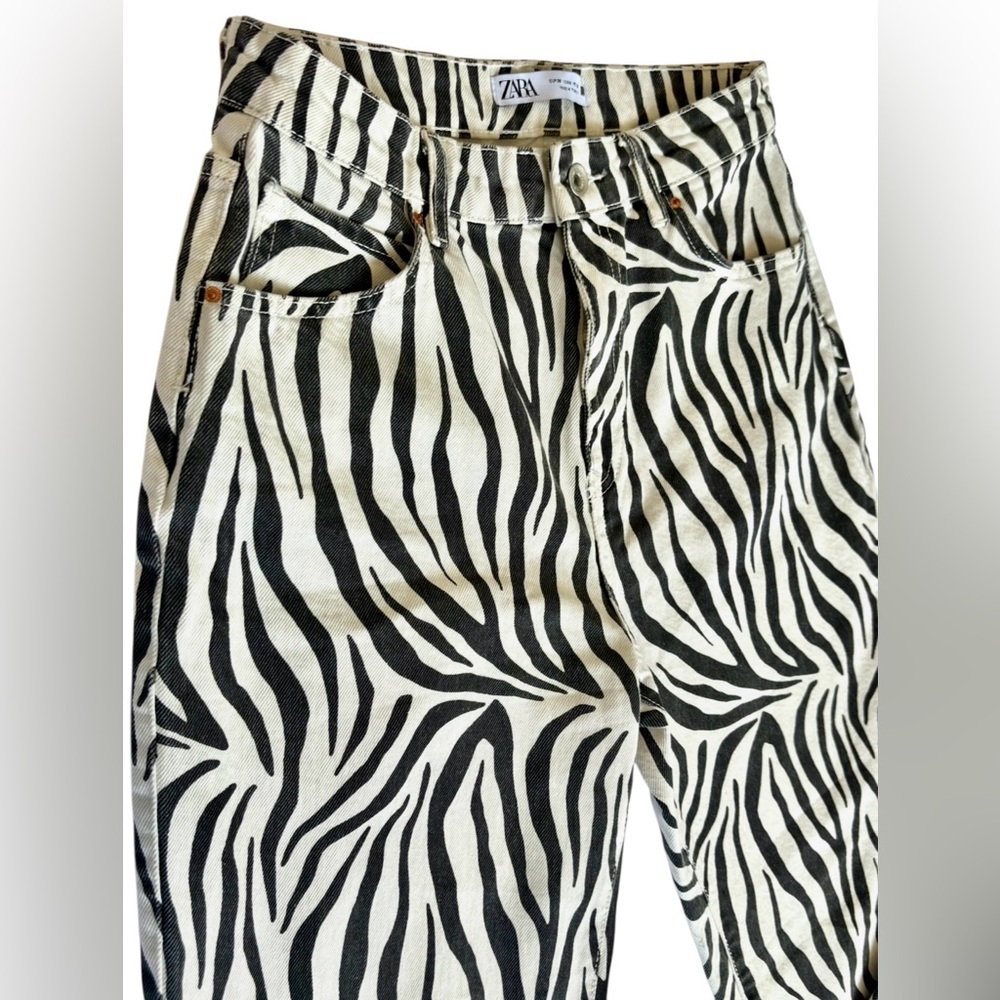 Zara Black and White Zebra Pattern Jeans